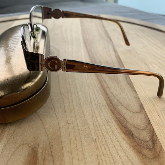 GUESS EYEGLASS Frames GU 1651 Brown Rectangular Half Rim 51-18-135 w/Case - Picture 7 of 8